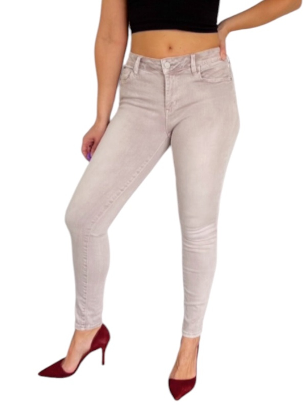 Wash Lab light purple gray mid rise cotton blend skinny jeans size 27